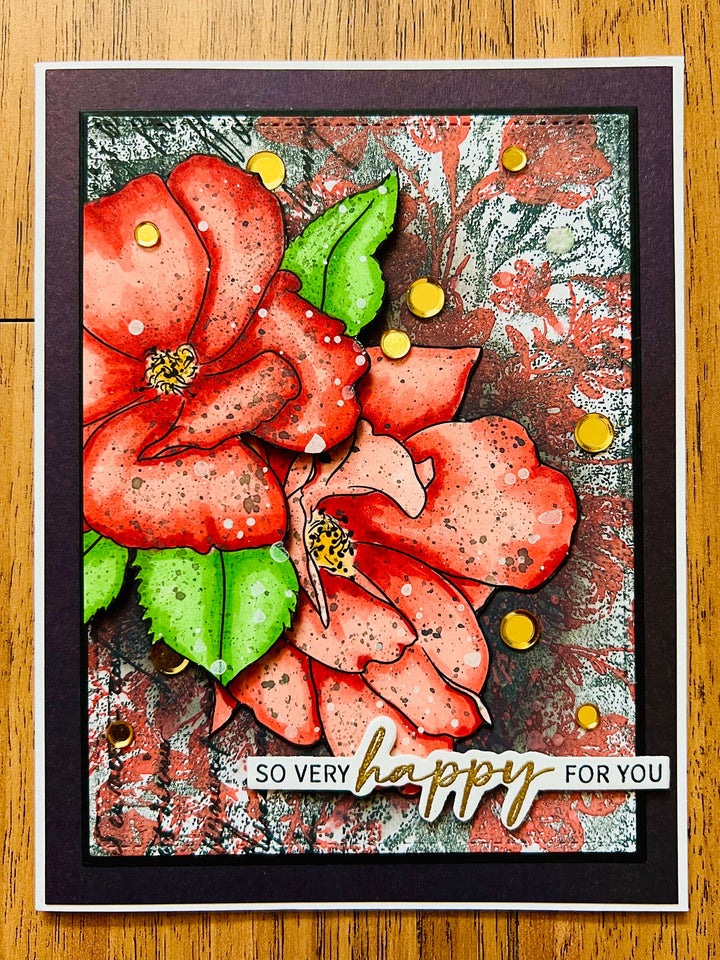 Happy For You Card with Red China Roses - A Romantic Gesture of Celebration