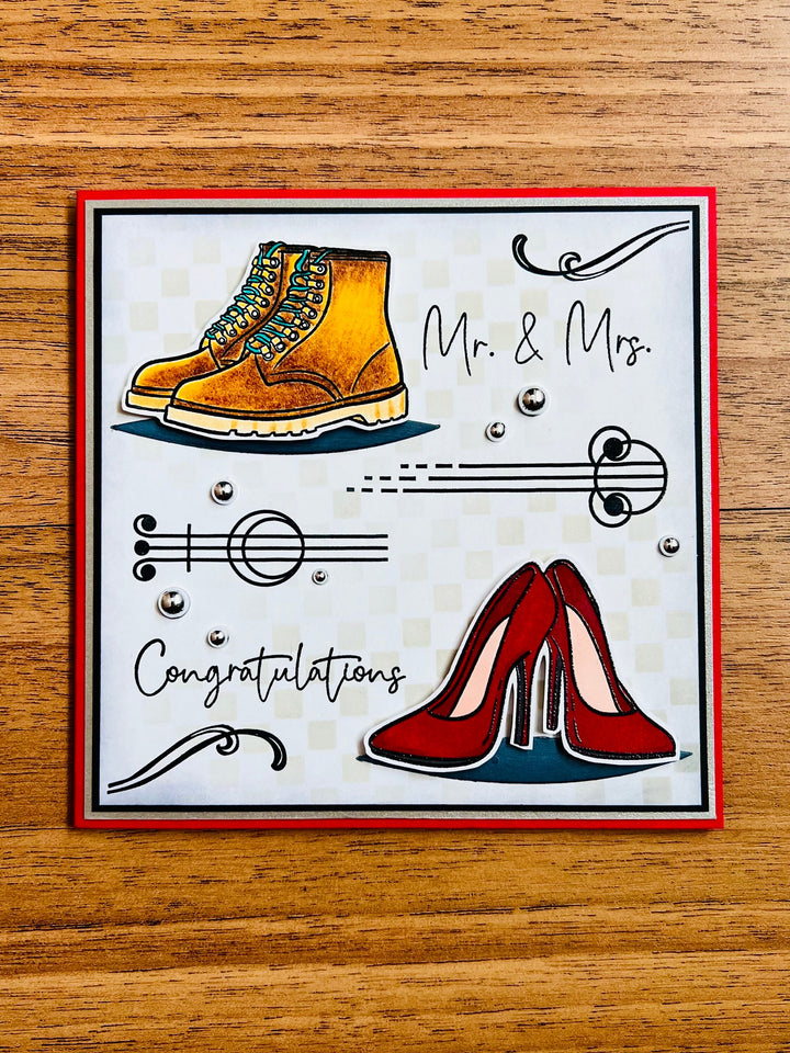 Boots and Heels Wedding Card: Mr. & Mrs. Congratulations