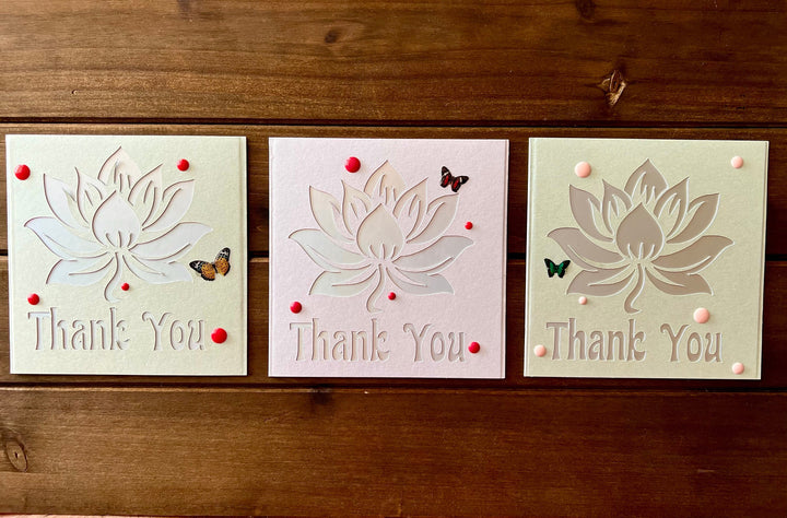Lotus Cutout Thank You Cards - Set of 3