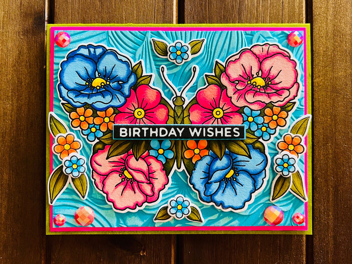 Floral Butterfly Birthday Card: Watercolor Stamped Greeting
