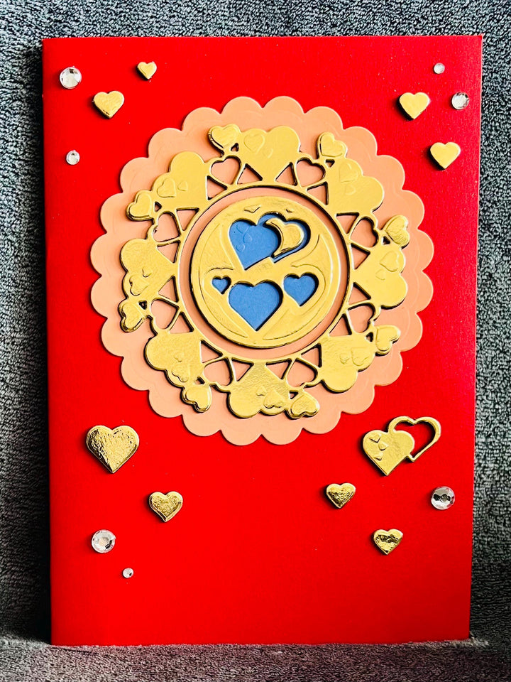 Gold Hearts 3D Pop Up Card - I Love You Anniversary Card