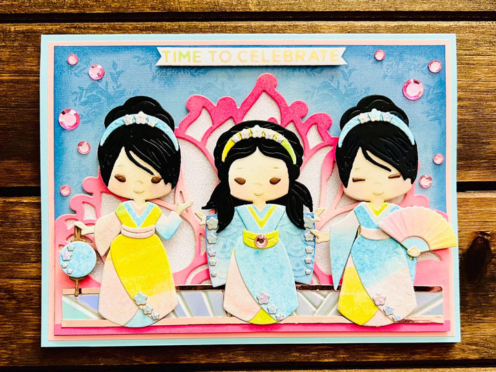 Kimono Girl Trio Time to Celebrate Card