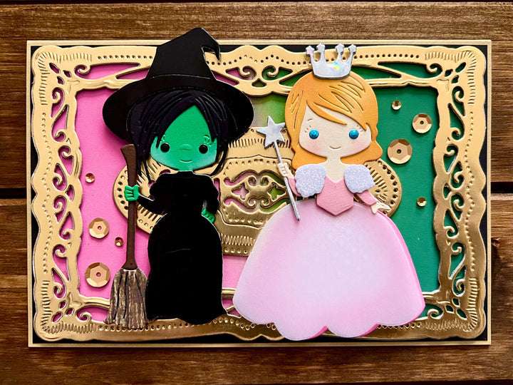 Witch Best Friends Gold Frame Blank Card