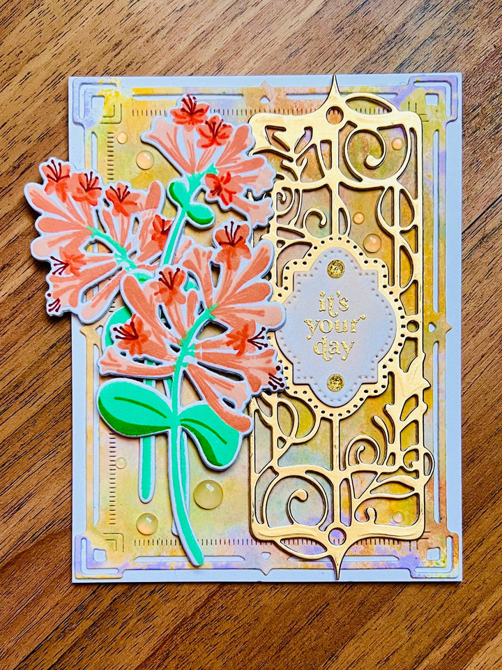 Charming Peach Honeysuckle Arrangement "It's Your Day" Card – Perfect for Celebrations