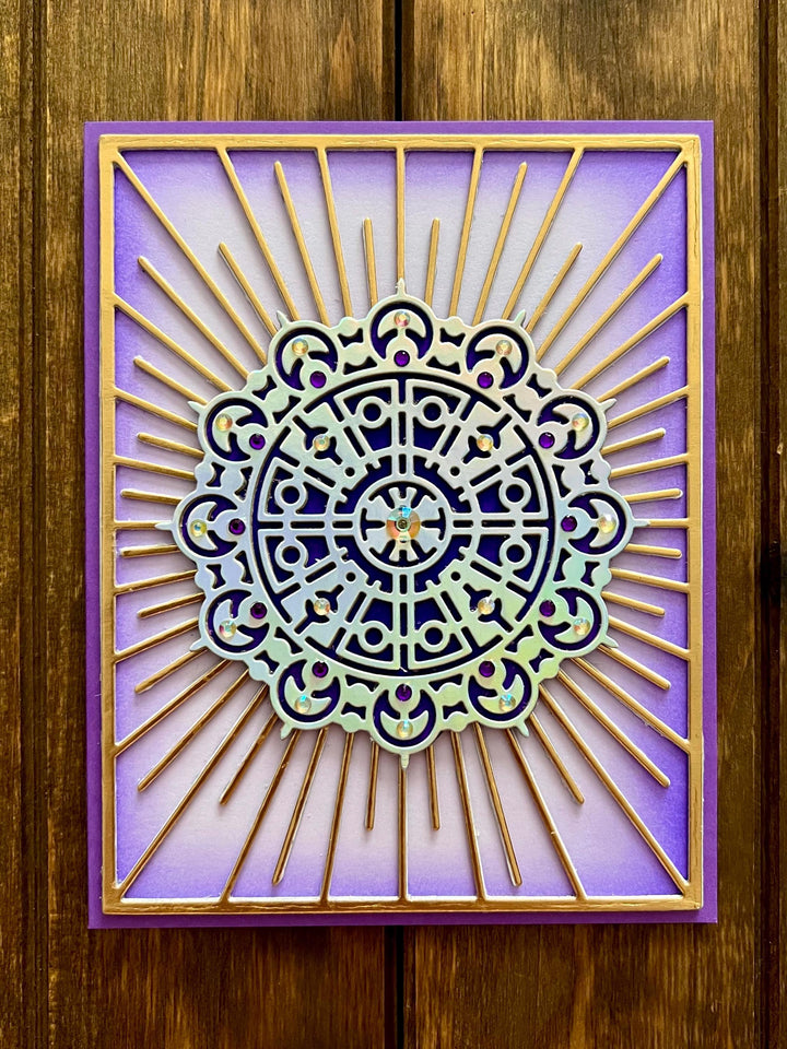 Holographic Silver Medallion Radiant Rays Blank Card
