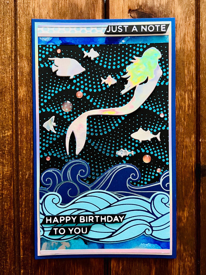 Surface Ascending Mermaid Just a Note Happy Birthday Slimline Card