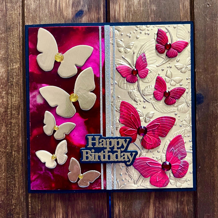 Butterfly Clusters Alcohol Ink Happy Birthday Card