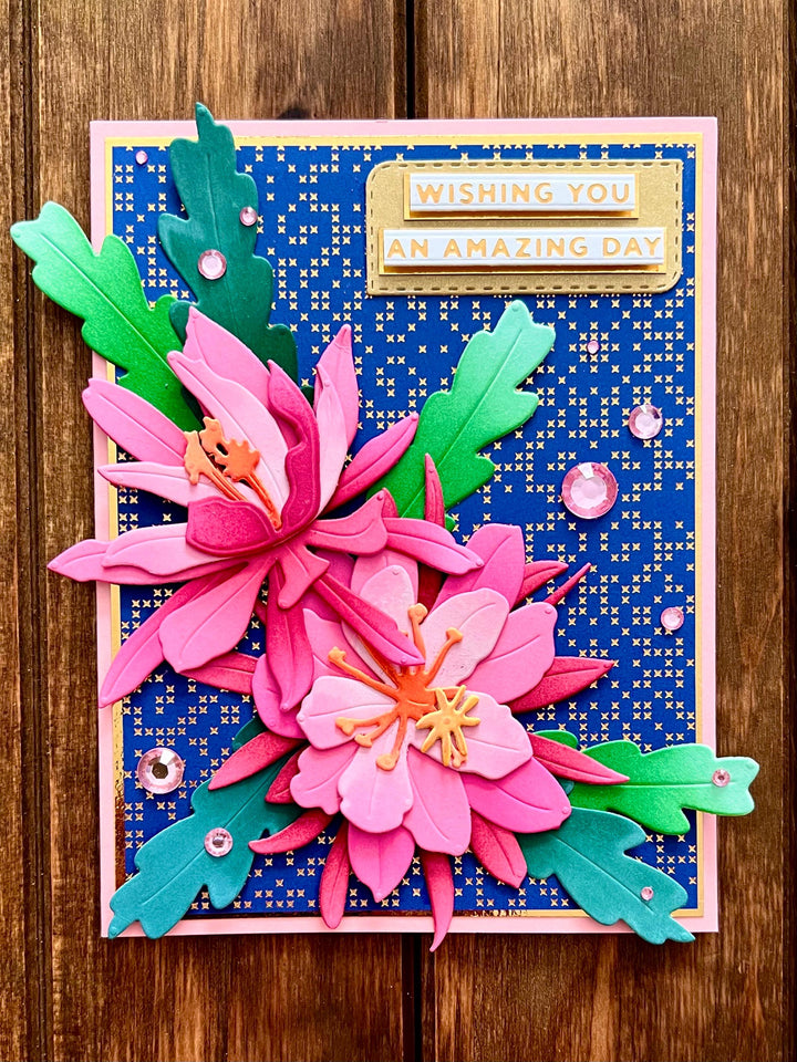 Pink Cactus Flower Duo Wishing You an Amazing Day Card