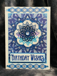 Birthday Wishes Greeting Card Featuring Blue Mandala - A Peaceful Expression of Joy and Reflection