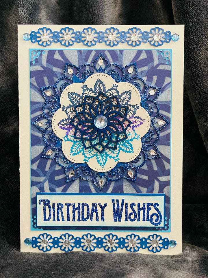 Birthday Wishes Greeting Card Featuring Blue Mandala - A Peaceful Expression of Joy and Reflection