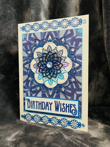 Birthday Wishes Greeting Card Featuring Blue Mandala - A Peaceful Expression of Joy and Reflection