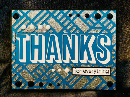 Glitter Thanks Greeting Card: Geometric Print, Enamel Accents