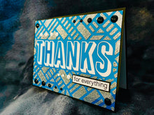 Glitter Thanks Greeting Card: Geometric Print, Enamel Accents