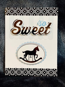 Rocking Horse New Baby Boy Card: 'So Sweet' Sentiment