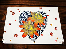 Passion Flowers on Lace Heart Background Sympathy Greeting Card - Elegant and Comforting Design