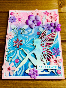 Pastel Celebrate Card with Floral Holographic Fairy - A Magical Whimsy for Special Moments