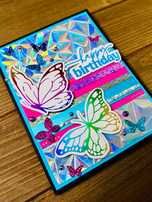 Kaleidoscope Butterflies Birthday Card: Rainbow Foiled Design