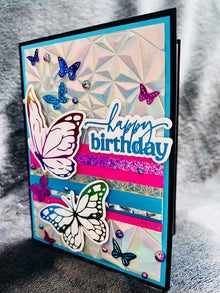 Kaleidoscope Butterflies Birthday Card: Rainbow Foiled Design