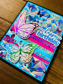Kaleidoscope Butterflies Birthday Card: Rainbow Foiled Design