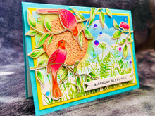 Songbird Birthday Card: Gold Embossed Spring Greenery