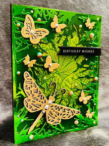 Forest Understory Birthday Card Featuring Dragonfly and Butterfly - A Magical Celebration of Nature