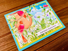 Songbird Birthday Card: Gold Embossed Spring Greenery