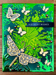 Forest Understory Birthday Card Featuring Dragonfly and Butterfly - A Magical Celebration of Nature