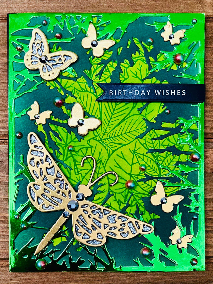 Forest Understory Birthday Card Featuring Dragonfly and Butterfly - A Magical Celebration of Nature