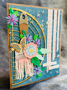 Floral Paintbrush Birthday Card: Diecut Flowers & Gems