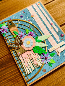 Floral Paintbrush Birthday Card: Diecut Flowers & Gems