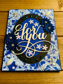 Blue Oval Frame Floral Bejeweled For You Card