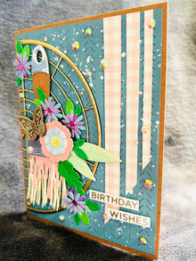 Floral Paintbrush Birthday Card: Diecut Flowers & Gems