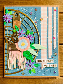 Floral Paintbrush Birthday Card: Diecut Flowers & Gems