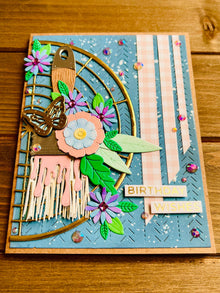 Floral Paintbrush Birthday Card: Diecut Flowers & Gems