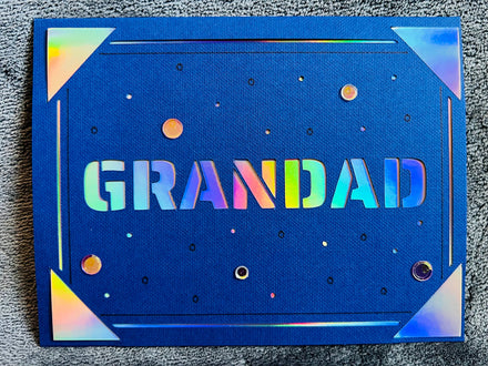 Blue Grandad Cutout Blank Card with Iridescent Lettering, Perfect for Expressing Love and Appreciation on Any Special Occasion