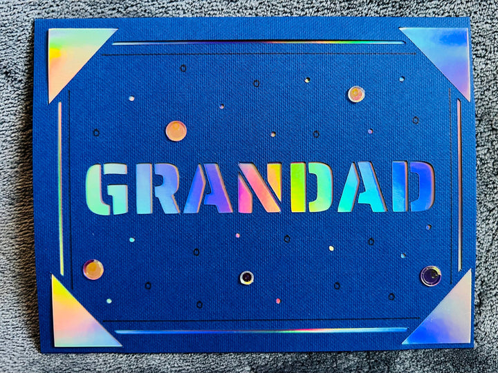 Blue Grandad Cutout Blank Card with Iridescent Lettering, Perfect for Expressing Love and Appreciation on Any Special Occasion