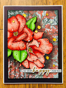 Happy For You Card with Red China Roses - A Romantic Gesture of Celebration