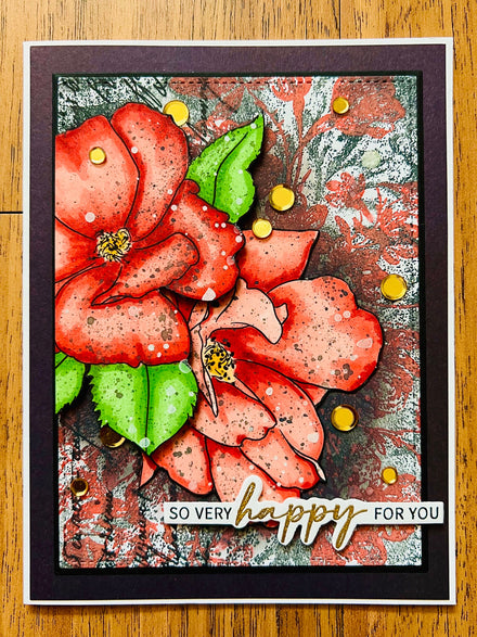 Happy For You Card with Red China Roses - A Romantic Gesture of Celebration