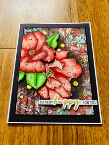 Happy For You Card with Red China Roses - A Romantic Gesture of Celebration