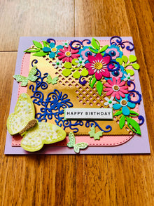 Butterfly Birthday Card: Handmade Floral Embellishments