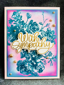 Teal Embossed Vintage Floral Sympathy Card with Pink Tint - Elegant and Heartfelt Design