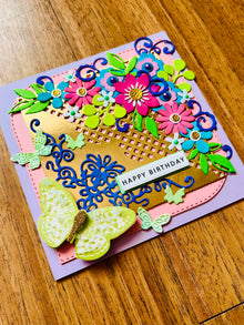 Butterfly Birthday Card: Handmade Floral Embellishments