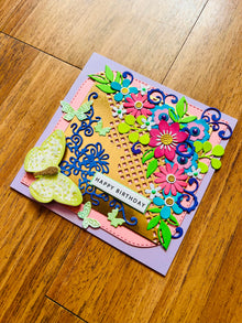 Butterfly Birthday Card: Handmade Floral Embellishments