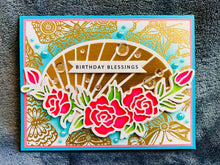 Radiant Oval Stained Glass Rose Birthday Blessings Card - A Luminescent Wish for Your Special Day