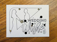 Wedding Wishes Card: Bride & Groom Outline, Gem Accents