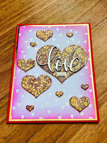 Multiple Glitter Star Hearts Love You Card