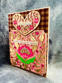 Gold Filigree Heart Pocket Birthday Card