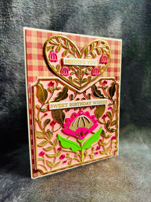 Gold Filigree Heart Pocket Birthday Card