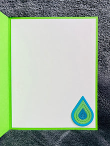 Peacock Celebrate Card: Blue & Green Teardrop Design