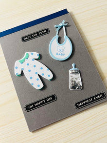 Baby Bottle Shaker Card for Boy, New Parent Greeting